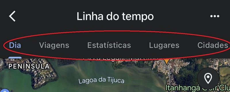 As abas trazem informações mais detalhadas de suas localizações