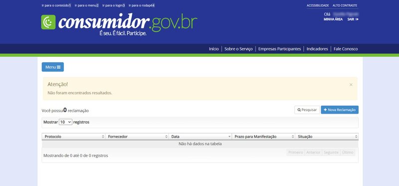Painel para acompanhar as reclamações (Fonte: Consumidor.gov.br/Reprodução)