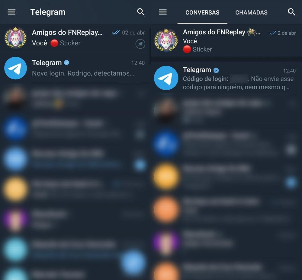 Telegram (esquerda) e Telegram X (direita) têm algumas diferenças visuais bastante sutis