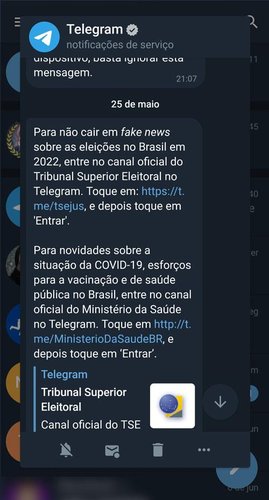 Você pode ver uma prévia do chat mantendo o dedo pressionado na conversa no Telegram X