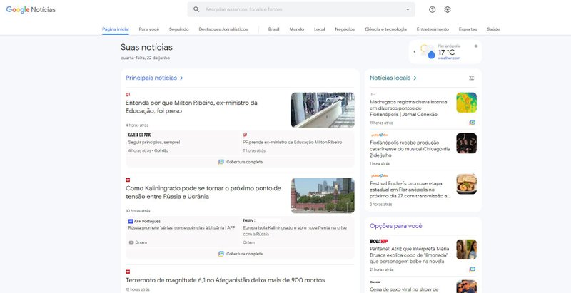 A Página Inicial também tem um widget de clima que pode ser expandido para ver detalhes adicionais. (TecMundo)