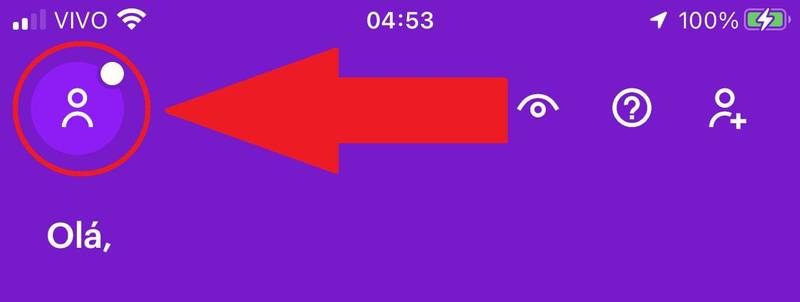 É preciso apertar no seu ícone de usuário para ter acesso as opções de configuração
