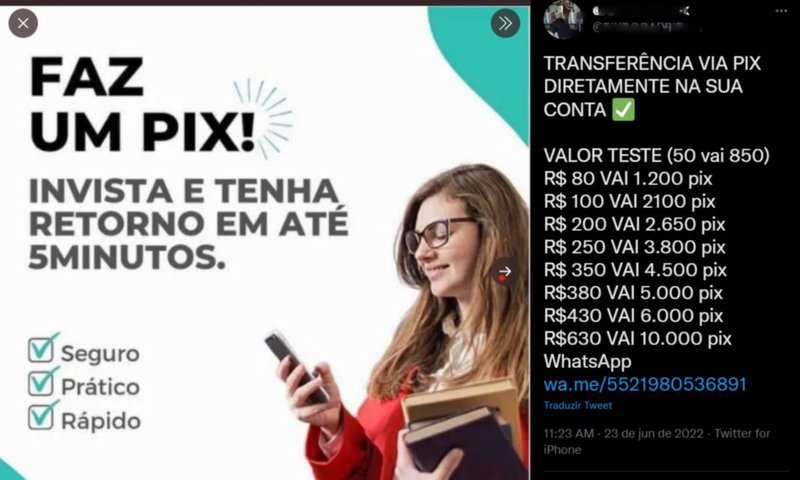 Os perfis divulgam imagens para fazer as vítimas acreditarem que o esquema funciona