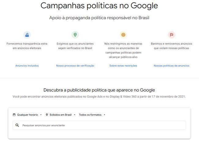 As informações sobre as campanhas políticas podem ser consultadas por qualquer pessoa.