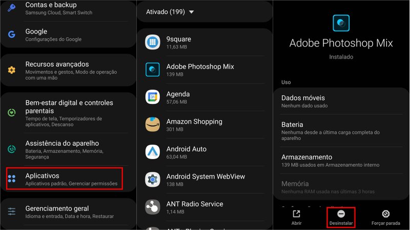 Desinstale todos os apps desnecessários