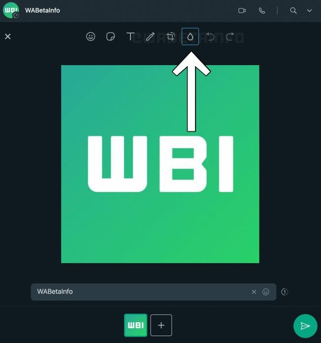 O botão de desfoque de imagem pode ser visto neste print da versão beta do mensageiro.