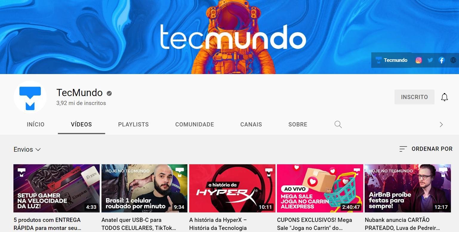 Obrigado! O canal do TecMundo chegou a 2 milhões de inscritos no