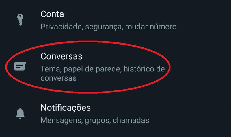 Aperte na opção "Conversas"