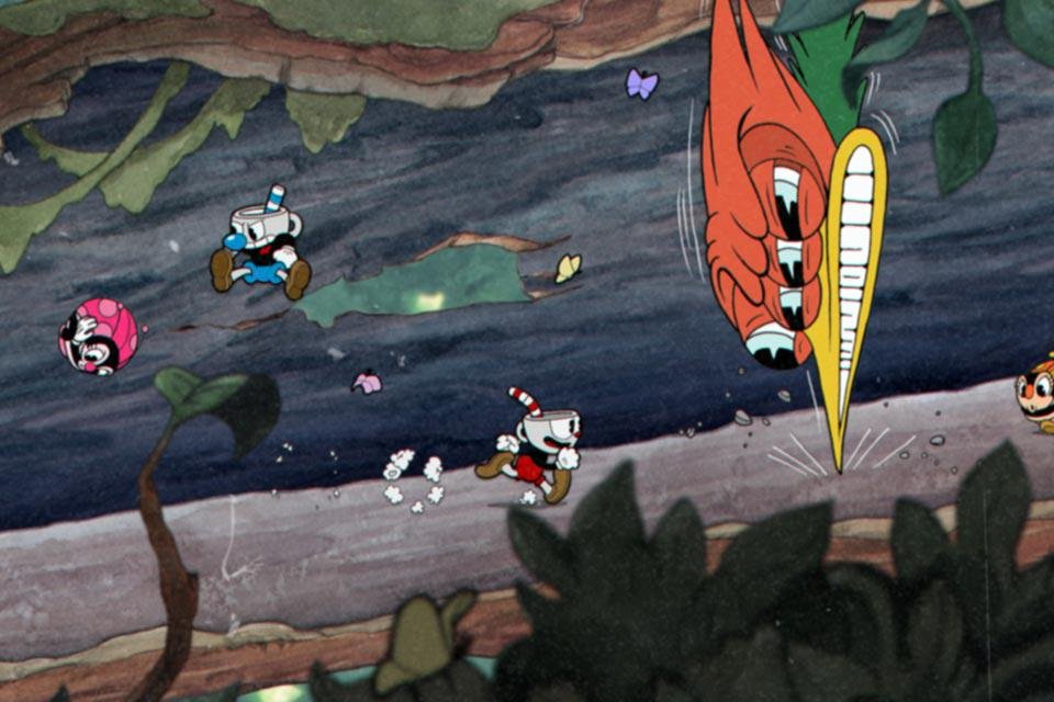 Speedrunner joga Cuphead enquanto sobe e desce uma montanha