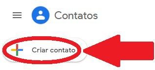 Aperte no botão "Criar contato" para adicionar mais uma pessoa à sua agenda