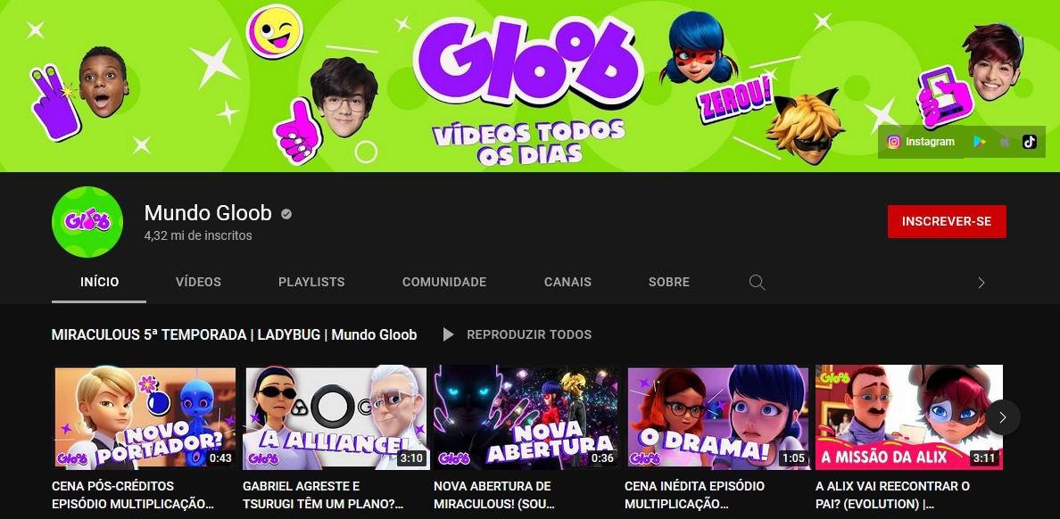 Mundo Gloob no YouTube traz os principais desenhos exibidos no canal de TV