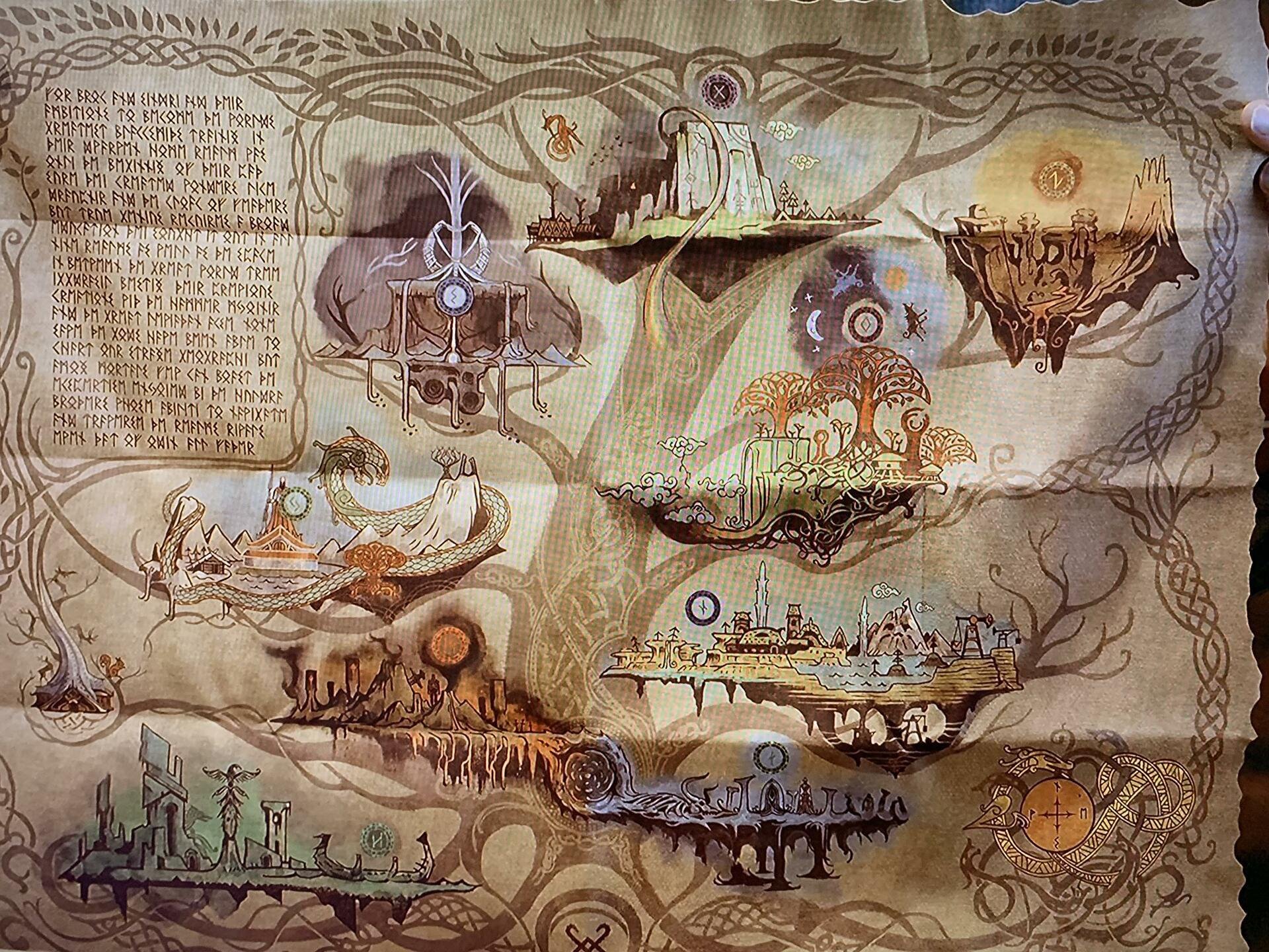 Mapa mostra representação de todos os reinos de GOW Ragnarok.