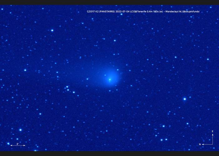 C/2017 K2 (PANSTARRS) é um dos cometas ativos mais longinquos já descobertos (Fonte: Stelarium/@ceuprofundo)