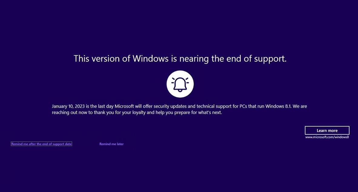 Notificação da Microsoft