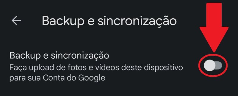 Mude o chaveamento para desativar o backup automático