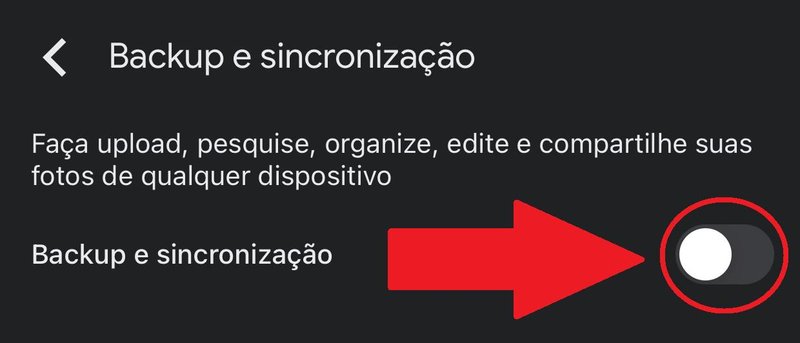 Mude o chaveamento para desativar o backup automático