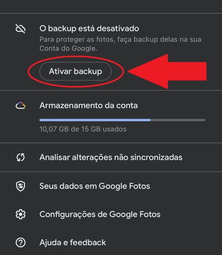 Caso queira retomar o backup, basta apertar no botão