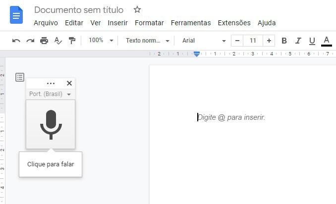 Quando você começar a falar, o texto será preenchido automaticamente