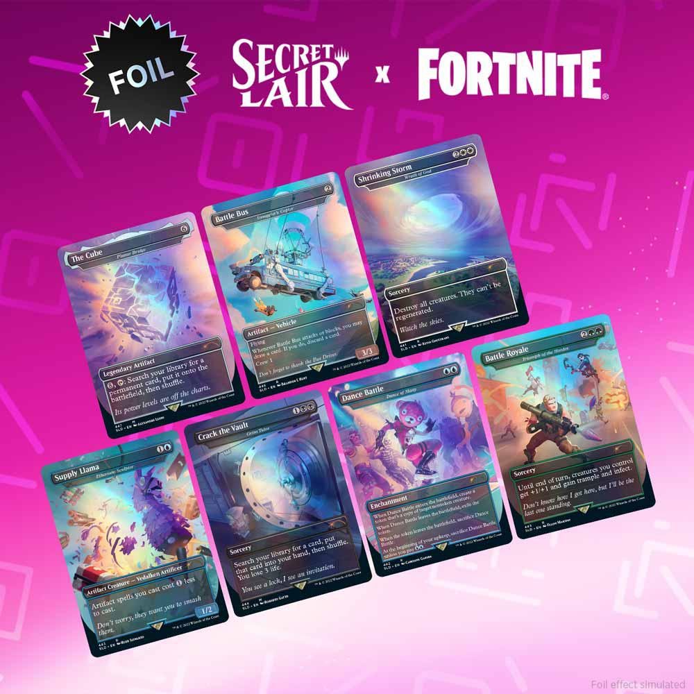 Novos drops do Secret Lair trazem cards inspirados em Fortnite em versões tradicional e foil