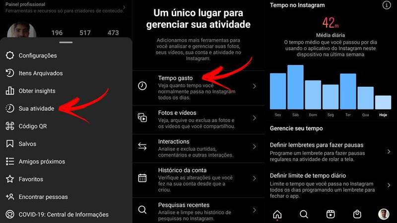 Você pode configurar o Instagram para monitorar melhor seu tempo de uso do app