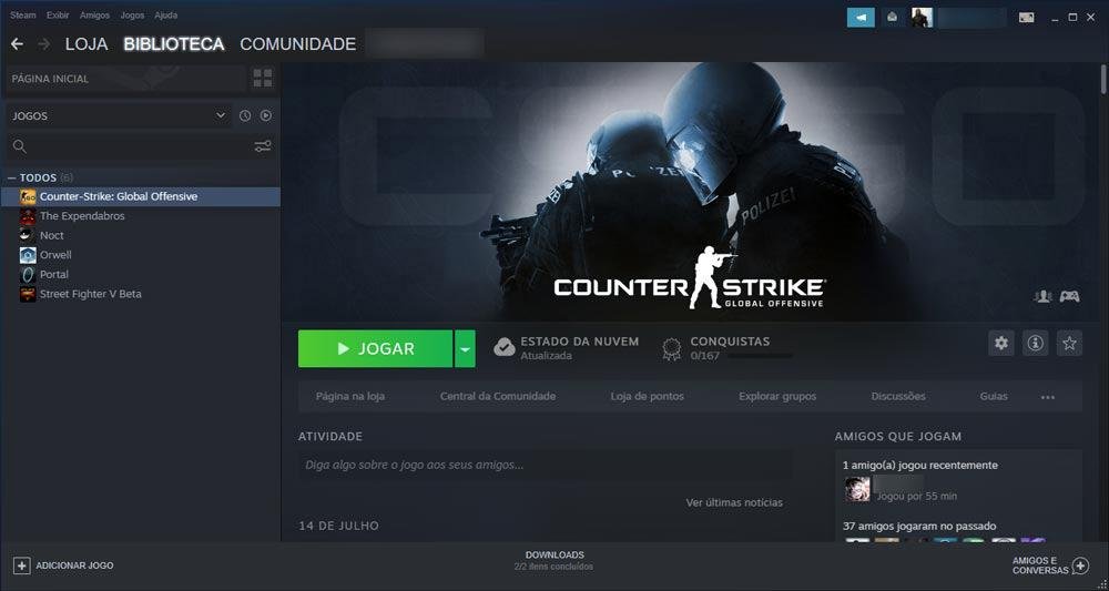 Quando o download estiver concluído você já poderá jogar CS:GO de graça