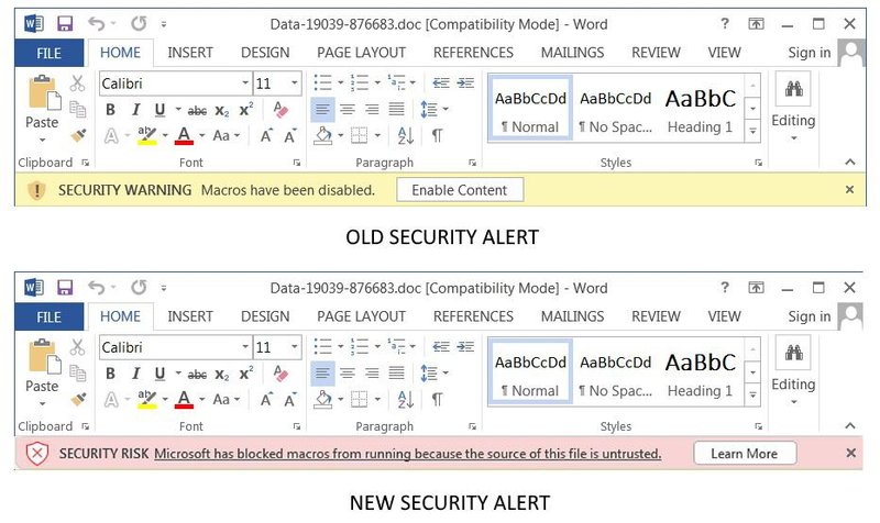 Nova versão do alerta de segurança. (Fonte: Bleeping Computer / Reprodução)