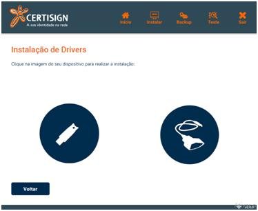 Você deve selecionar o tipo de dispositivo a ser usado