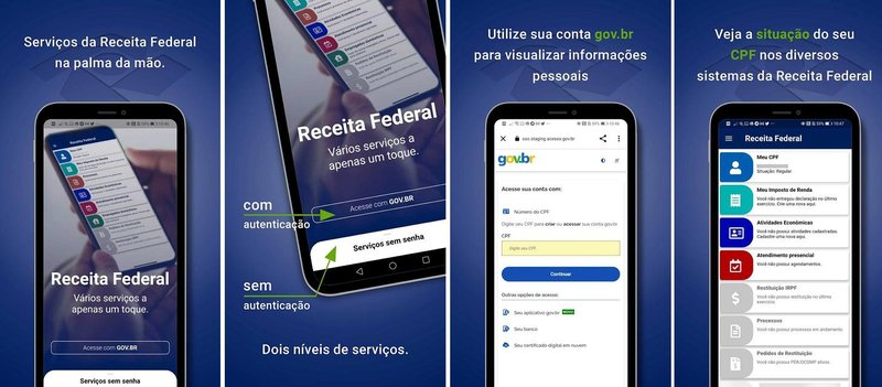 O app da Receita Federal é outra boa alternativa para consultar o CPF e outros serviços