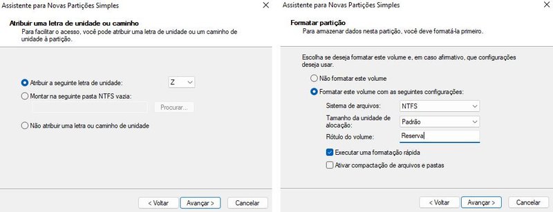 Processo para criar uma nova partição no seu HDD ou SDD - Capturas feitas pela redação TecMundo. (TecMundo)