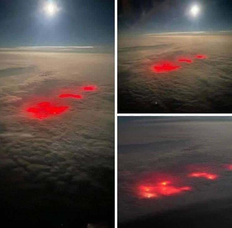 Imagens divulgadas pelo piloto que registrou o misterioso brilho vermelho