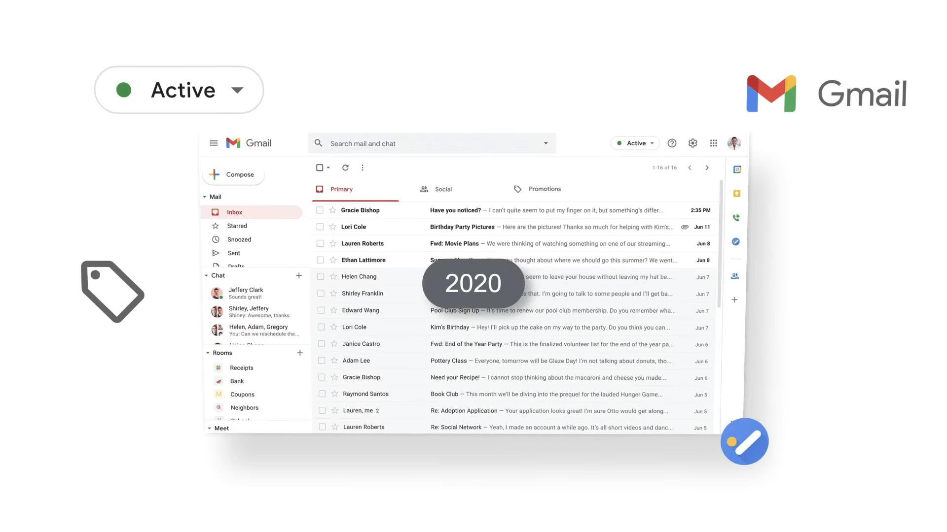 Interface do Gmail em 2020, mais robusta e acessível para os usuários. (Fonte: Google / Reprodução)