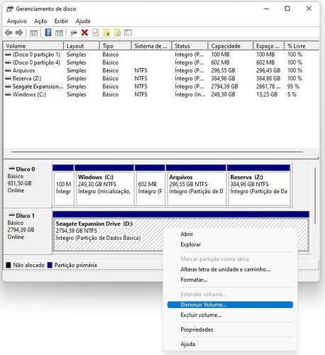 Processo para criar espaço não alocado no seu HDD ou SDD - Capturas feitas pela redação TecMundo. (TecMundo)