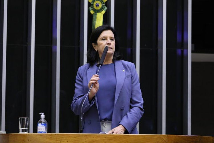 A autora do projeto da Política Nacional de Educação Digital é a deputada federal Ângela Amin. (Fonte: Câmara dos Deputados/Divulgação.)