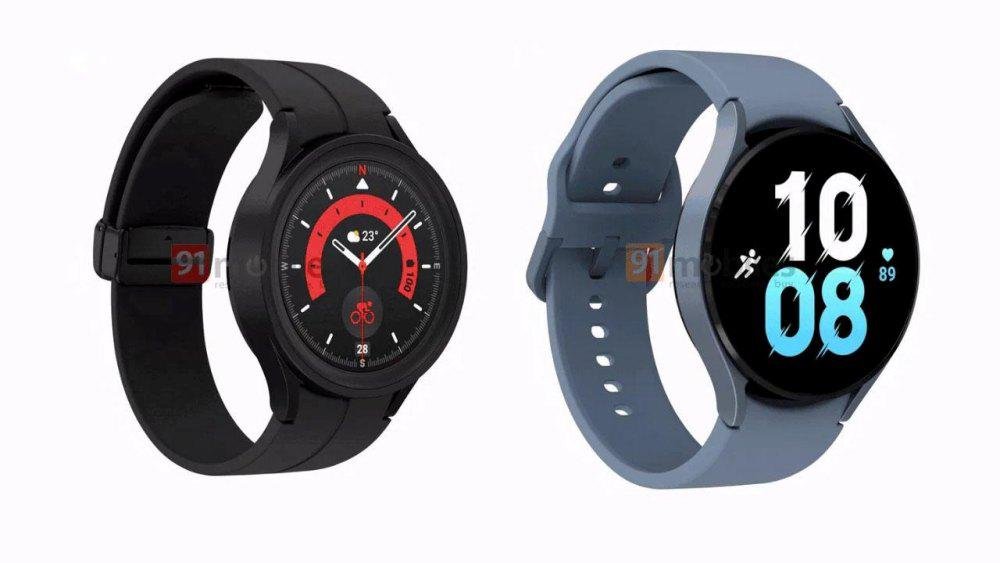 Galaxy Watch 5 Pro (preto) e Galaxy Watch 5 (azul)