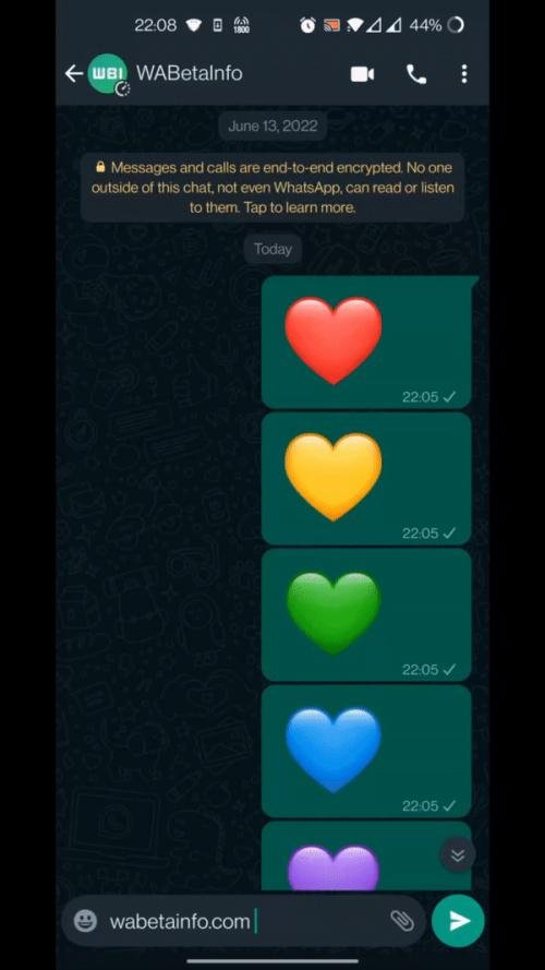 Novos corações coloridos e animados do WhatsApp.