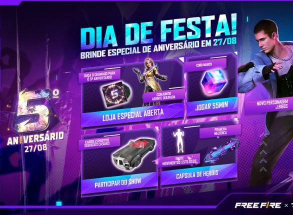 Programação de aniversário do game Free Fire