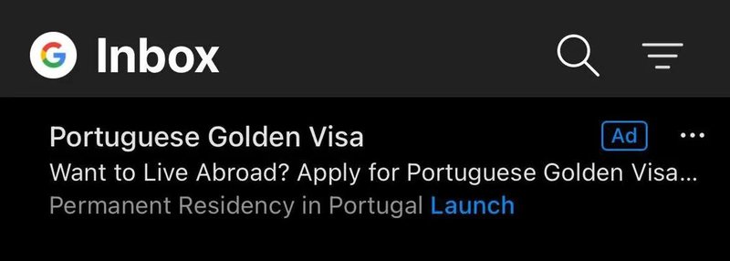 Exemplo de propaganda exibida no aplicativo do Outlook para iOS. (Fonte: The Verge / Reprodução)