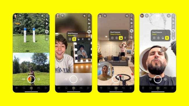 A função de câmera dupla do Snapchat permite registrar as reações do usuário.