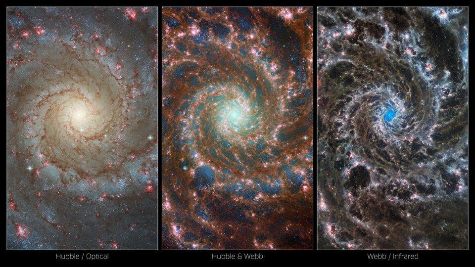 Dados do James Webb em conjunto com outros telescópios permitiu a maior exploração da Galáxia Fantasma, localizada a 32 milhões de anos-luz da Terra