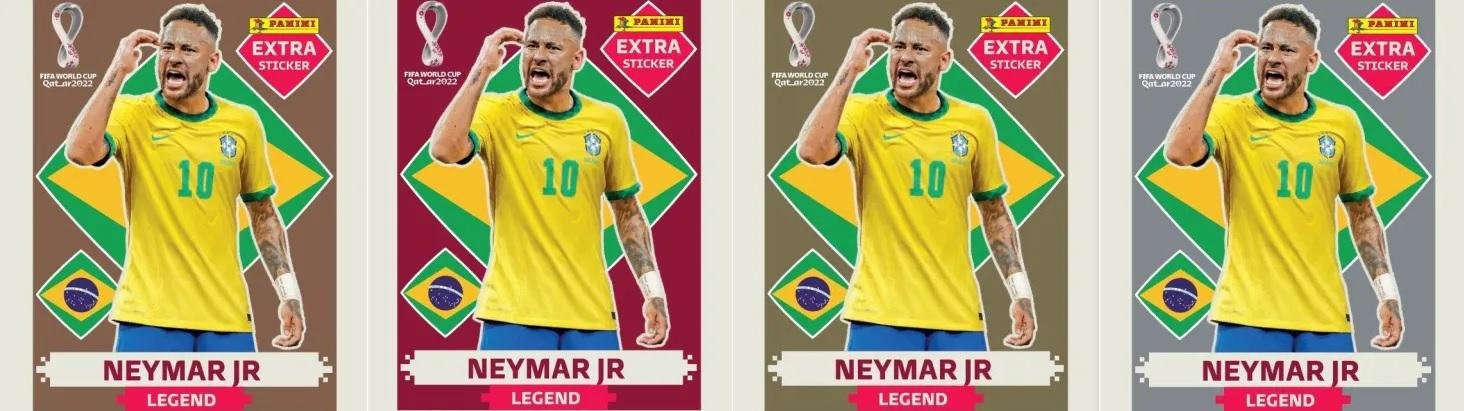 os cromos do atacante Neymar são uns dos mais raros do Álbum da Copa 2022