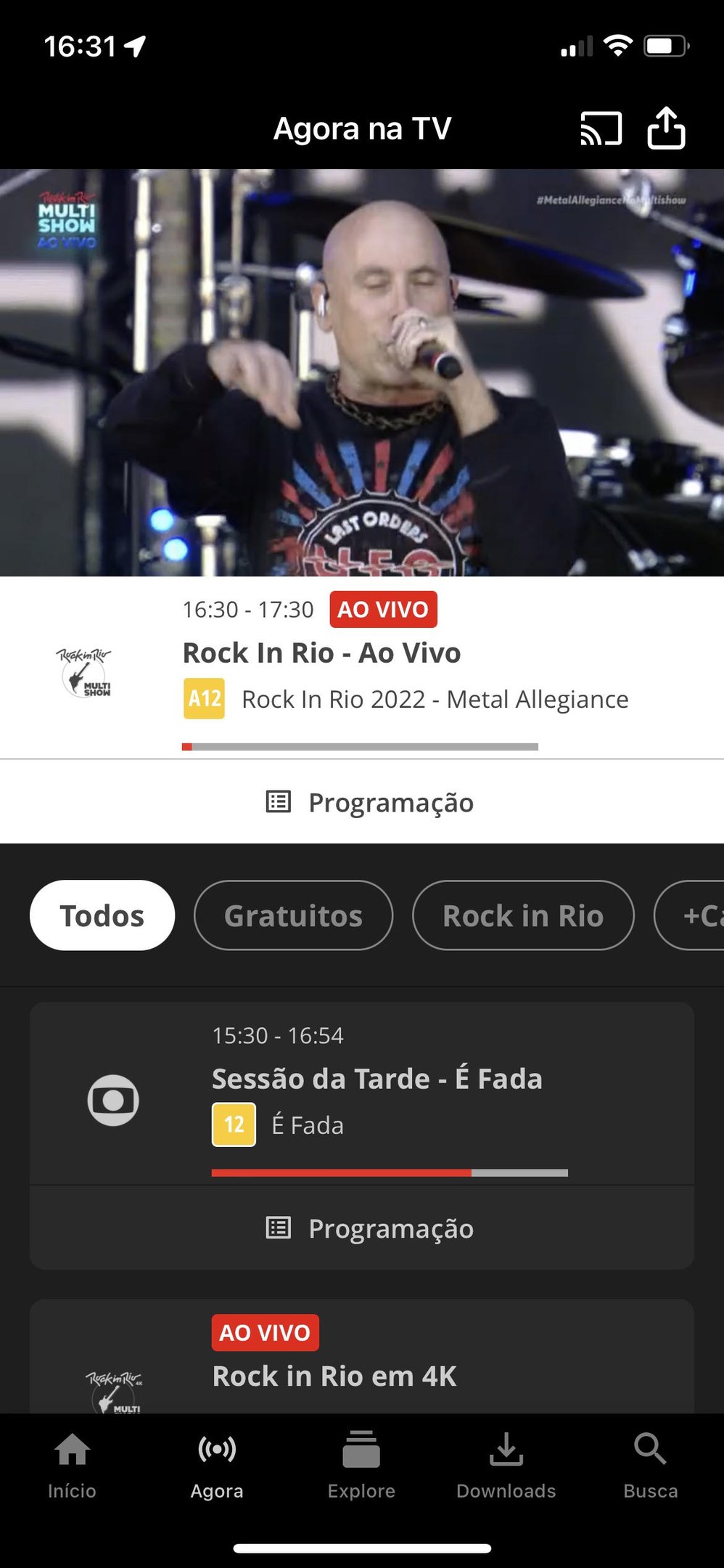 Agora na Tv Rock In Rio