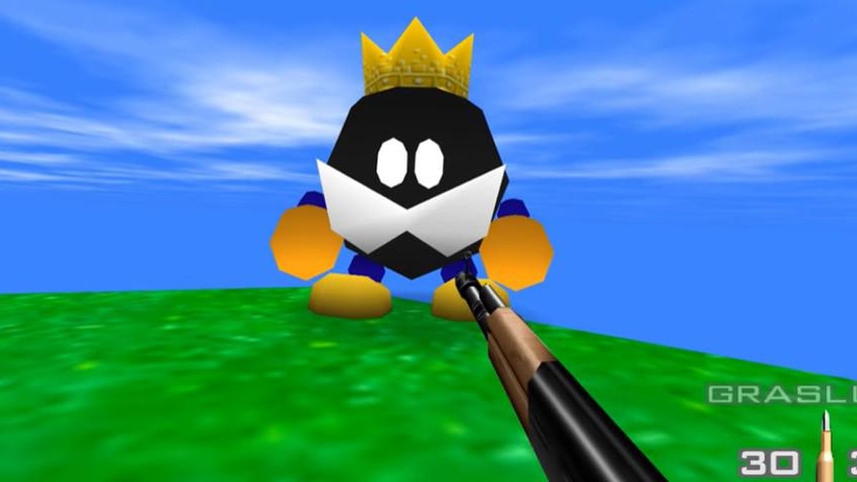 GoldenEye 007 com personagens do SUPER MARIO no Nintendo 64 (007