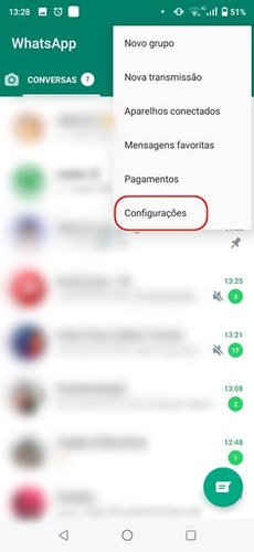 Acesse as configurações do app.