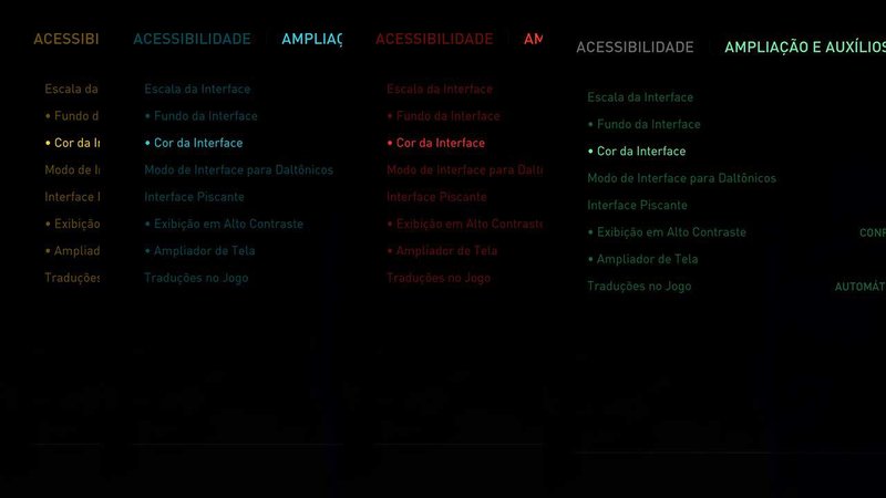 Descrição da Imagem: Comparação de menus com cores diferentes