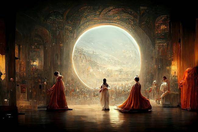 A obra "Teatro da Ópera Espacial" foi criada pelo programa Midjourney, a partir das instruções de Allen.