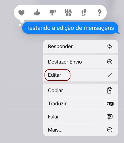 Segure na mensagem a ser editada para aparecer o menu.