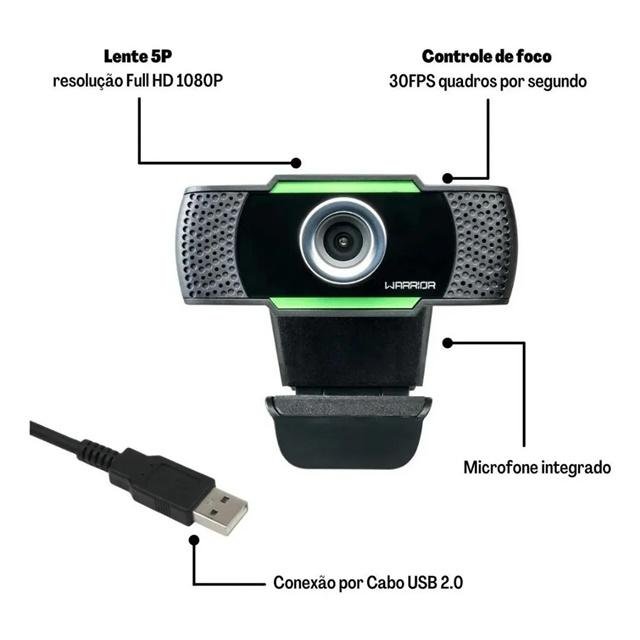 Esta webcam gamer tem resolução Full HD.