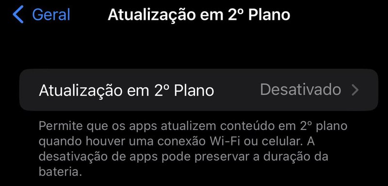 Desative sempre as atualizações em segundo plano