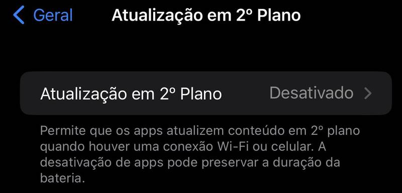 Desative sempre as atualizações em segundo plano