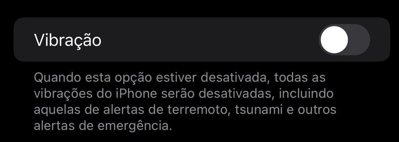 Desative o recurso de vibração